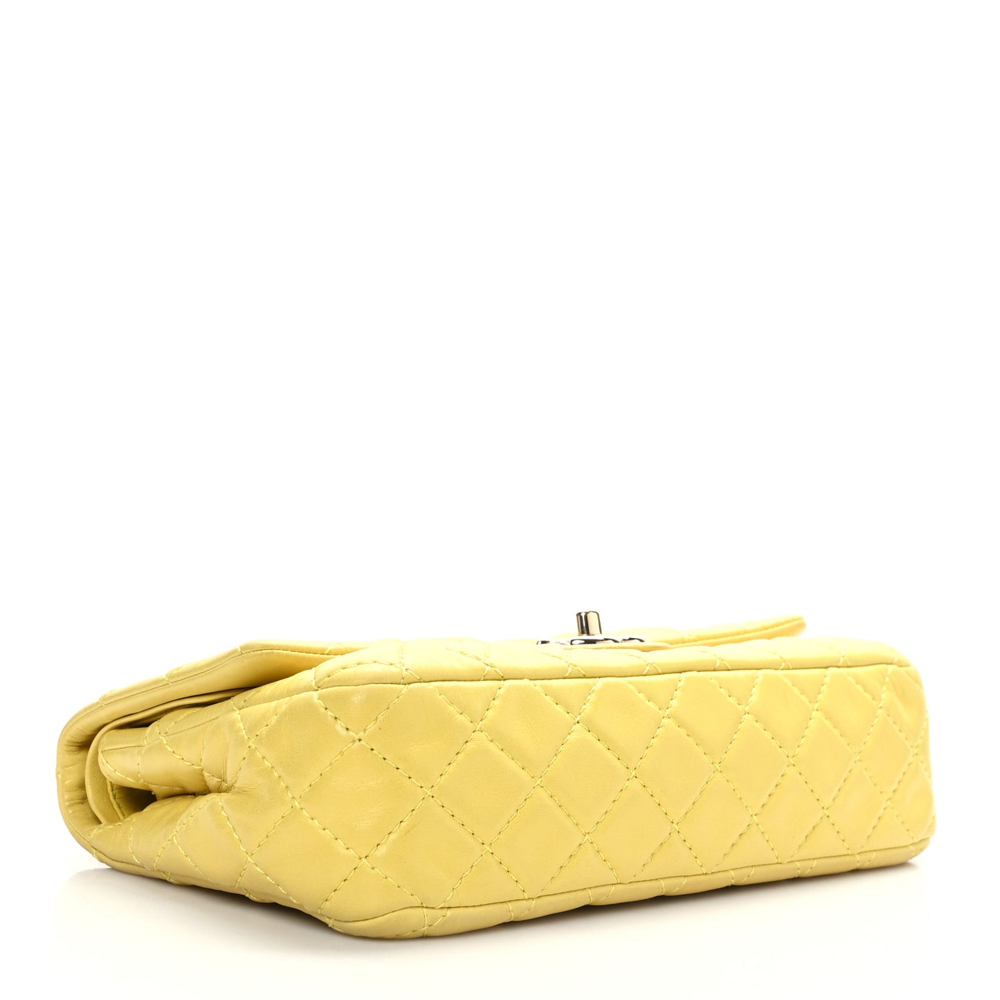 Lambskin Quilted Medium Double Flap Yellow