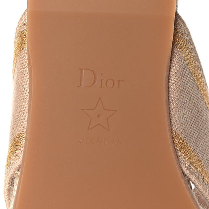 Christian Dior Canvas Embroidered Granville Espadrille Crisscross Flat Slide Sandals 36 Gold 6 of 9