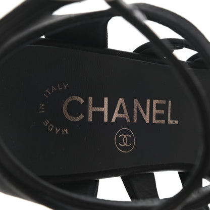 Chanel Satin Crystal Snake Sandals 37 Black 7 of 7