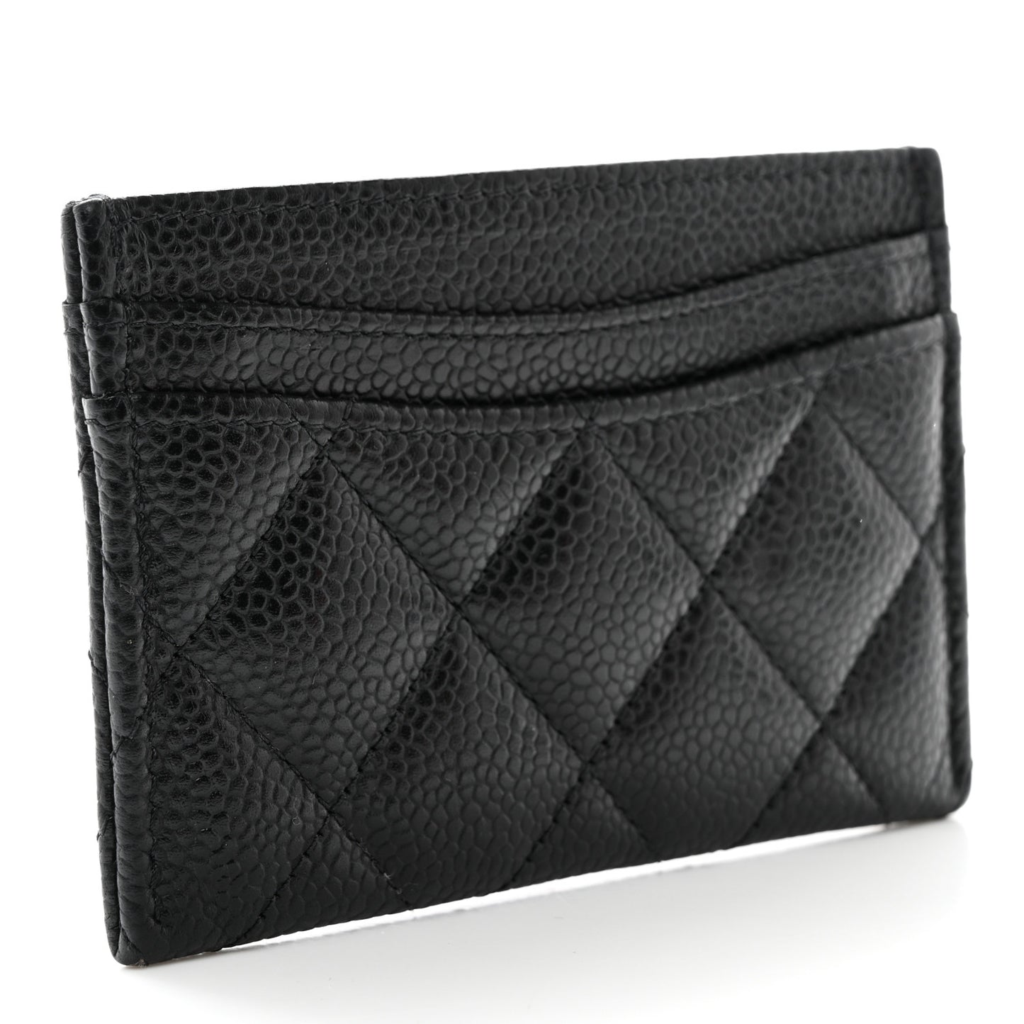 Caviar Quilted Card Holder Black