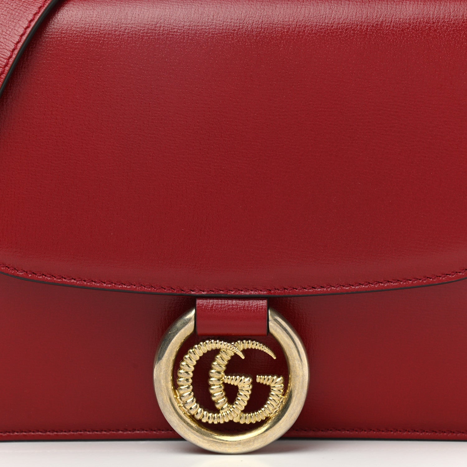 Gucci Textured Calfskin Small Torchon GG Ring Shoulder Bag New Cherry Red 9 of 11