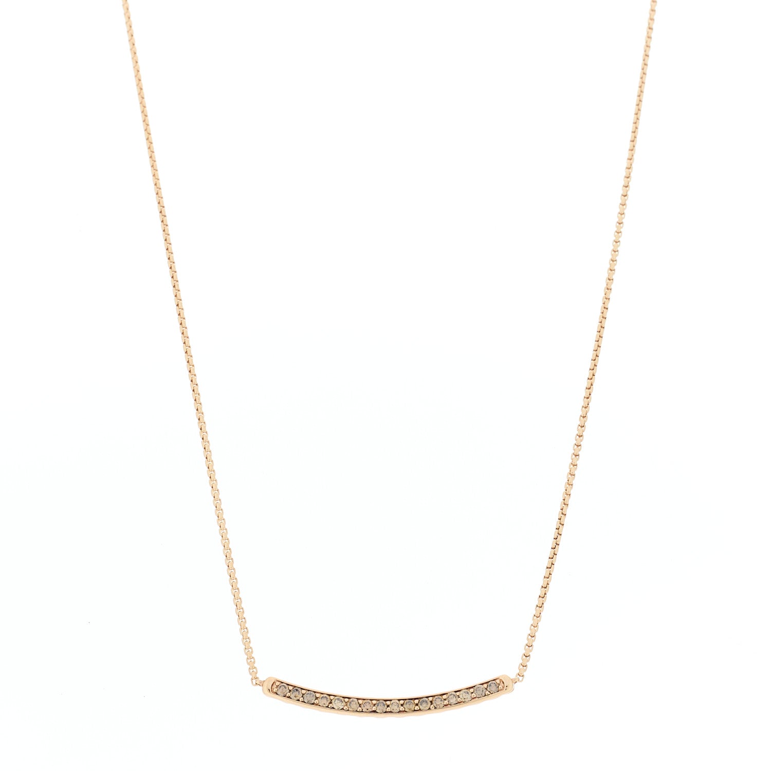 David Yurman 18K Rose Gold Cognac Diamond Petite Pave Bar Necklace 1 of 5