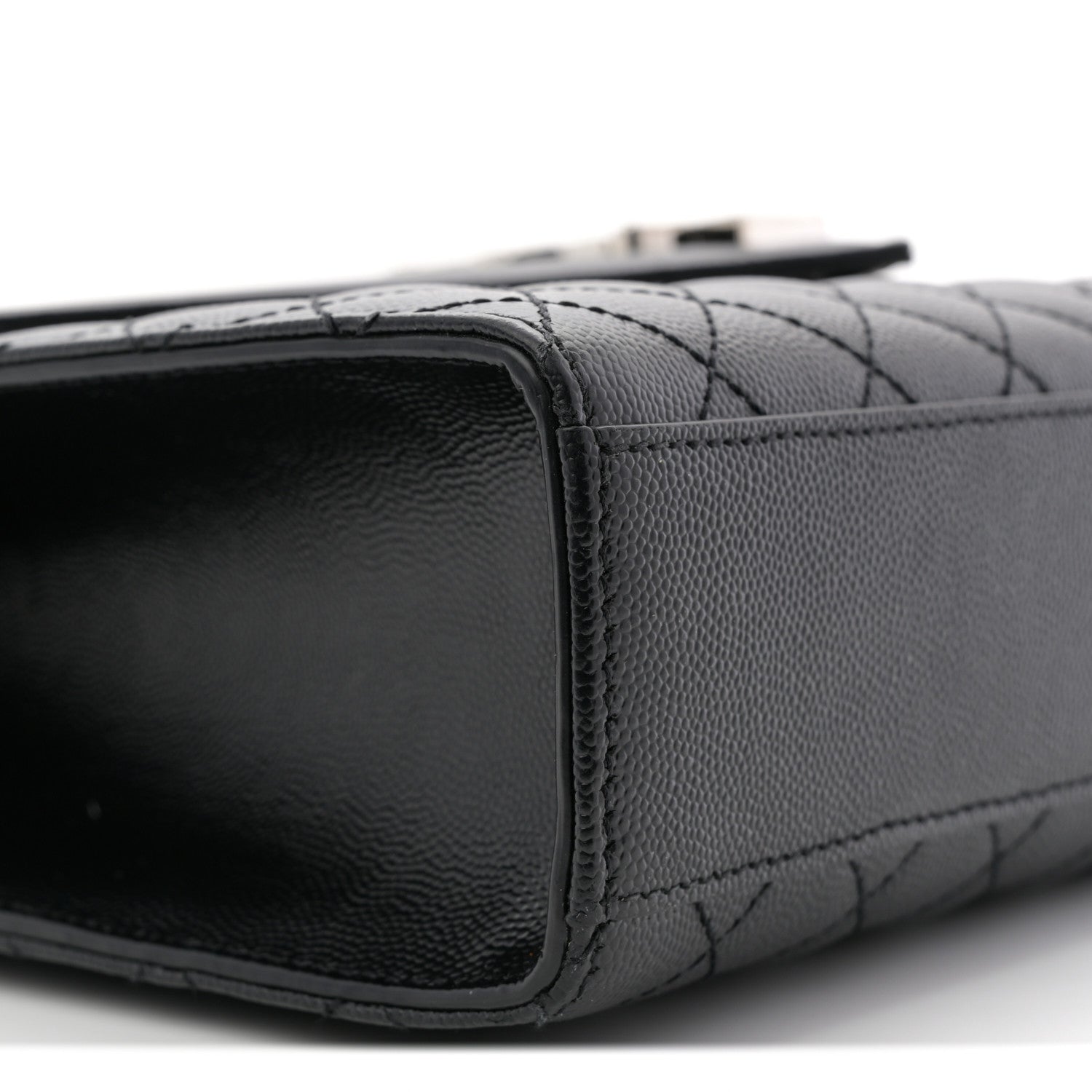 Saint Laurent Grain De Poudre Textured Mixed Matelasse Large Triquilt Monogram Satchel Black 9 of 10