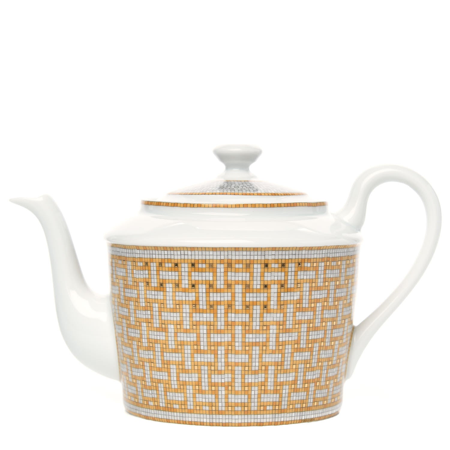 Hermes Porcelain Mosaique Au 24 Coffee/Tea Pot Gold 1 of 5