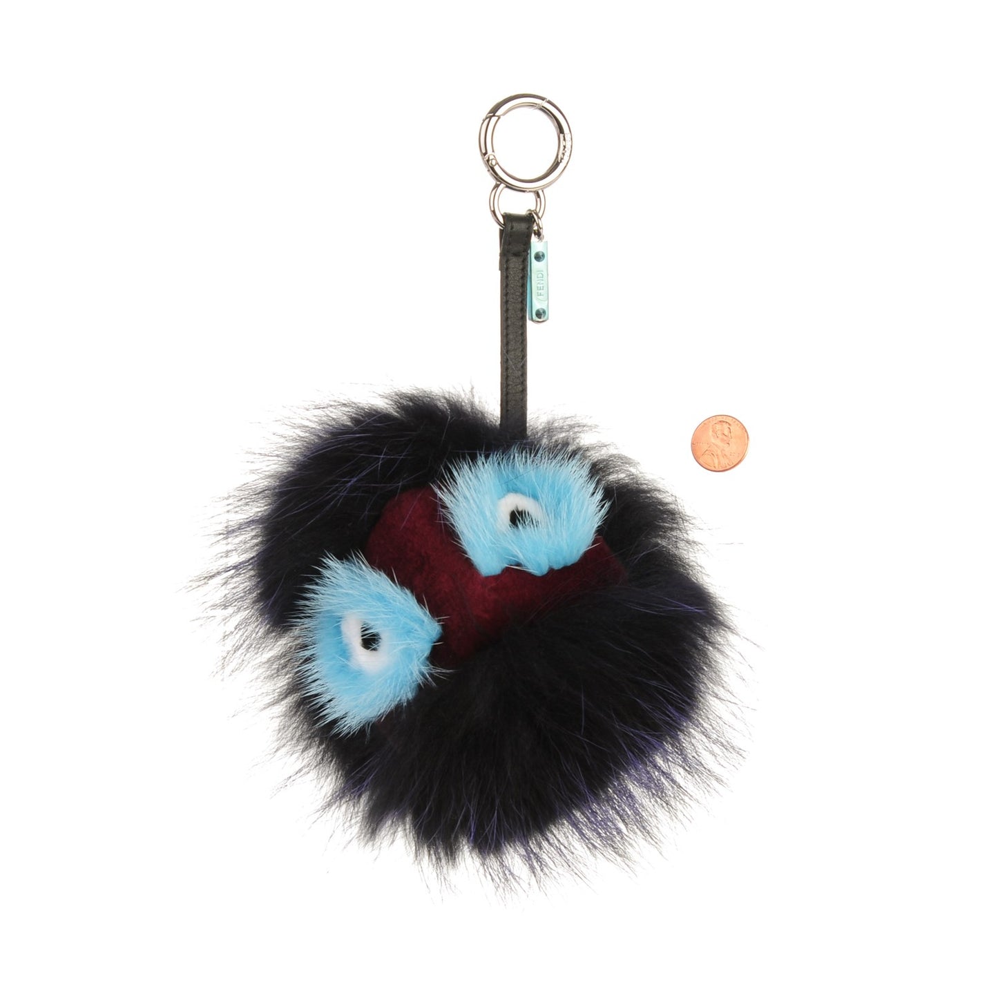 Mink Fox Rabbit Fur Vitello Flamingo Furme Monster Bag Charm Viola Multicolor Black