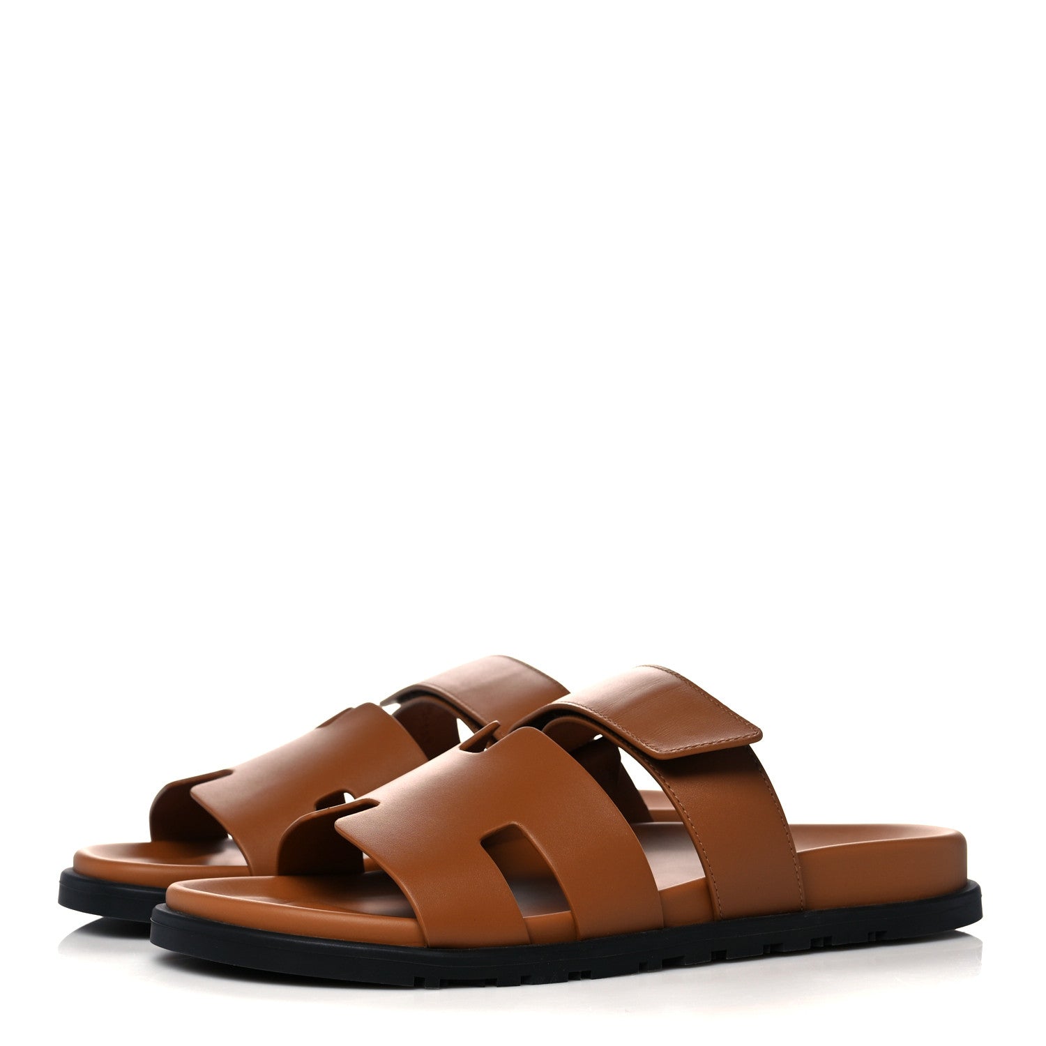 Hermes Calfskin Mens Chypre Sandals 42.5 Gold 3 of 9