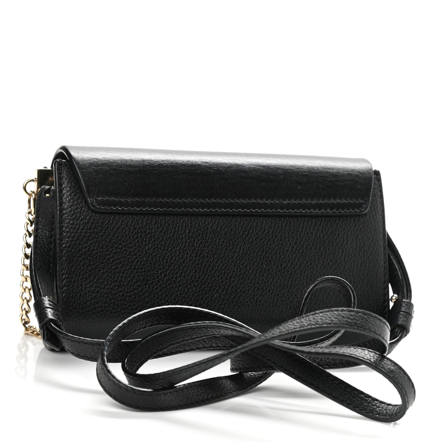 Grained Calfskin Lambskin Small Faye Shoulder Bag Black