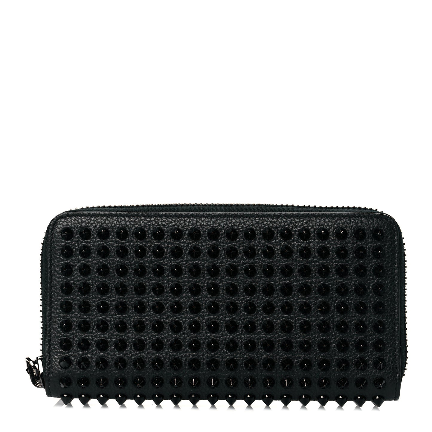Calfskin Panettone Spiked Zip Around Wallet Black