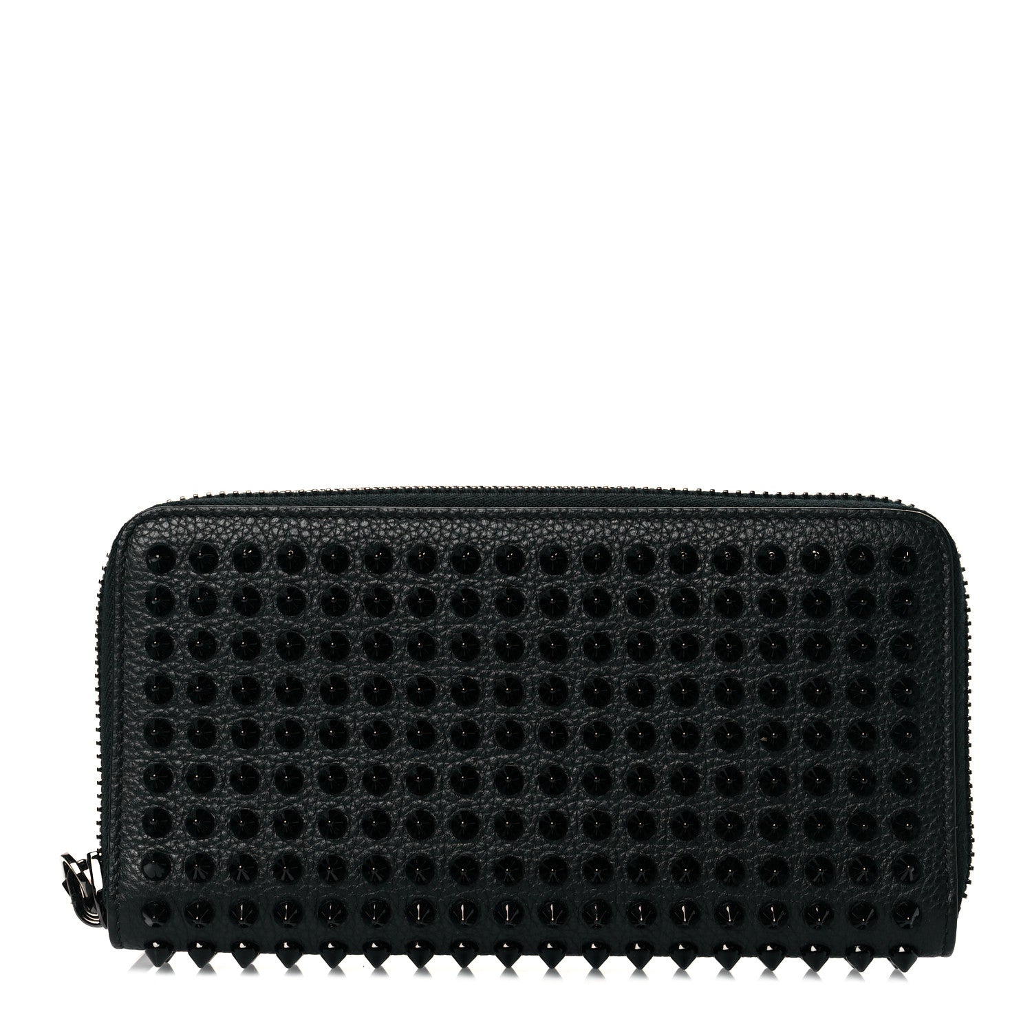 Christian Louboutin Calfskin Panettone Spiked Zip Around Wallet Black 1 of 8