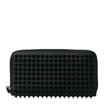 Christian Louboutin Calfskin Panettone Spiked Zip Around Wallet Black 1 of 8