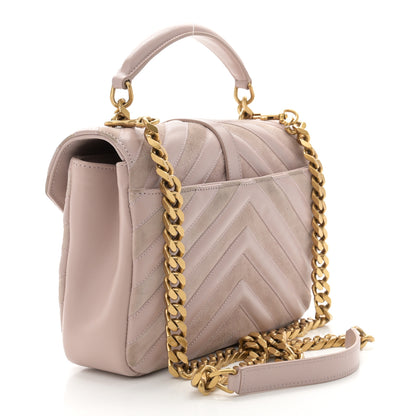 Saint Laurent Calfskin Suede Matelasse Chevron Medium Monogram College Bag Rose Poudre 3 of 11