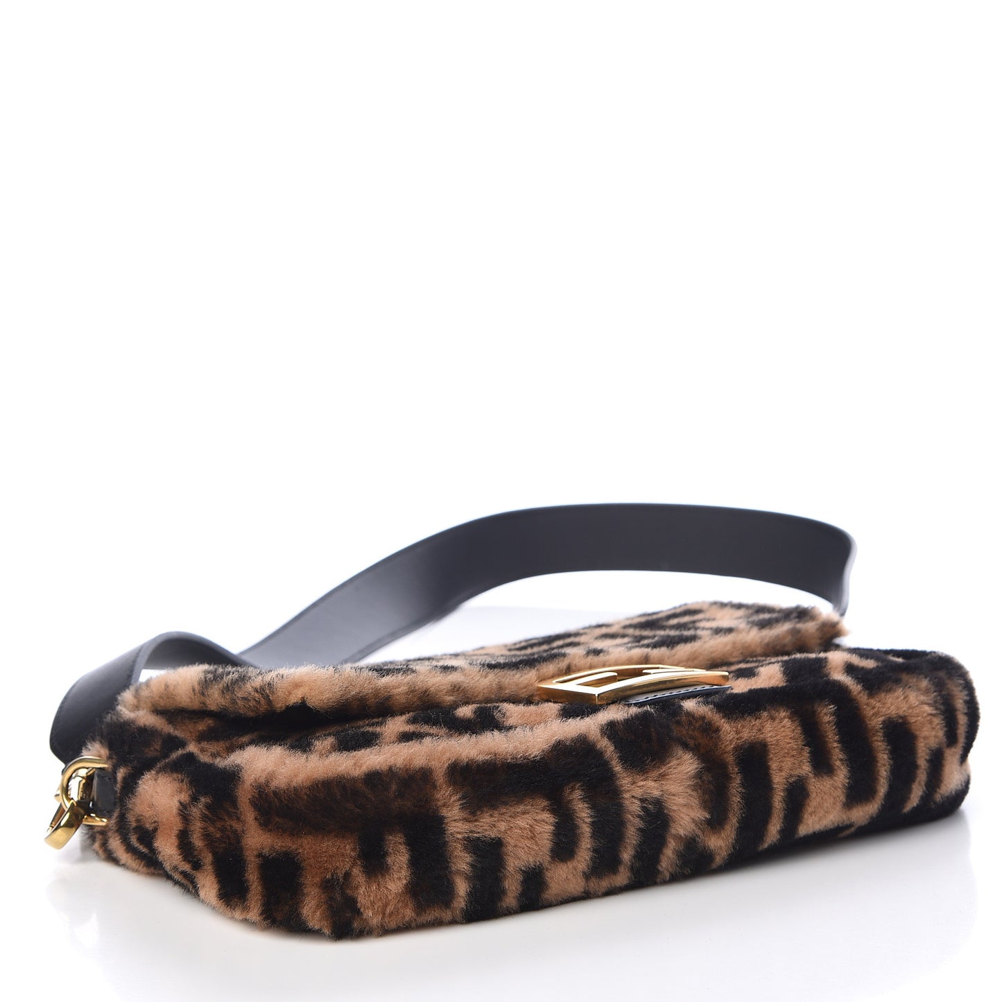 Shearling Vitello Dolce Macro FF 1974 Baguette Tobacco Black
