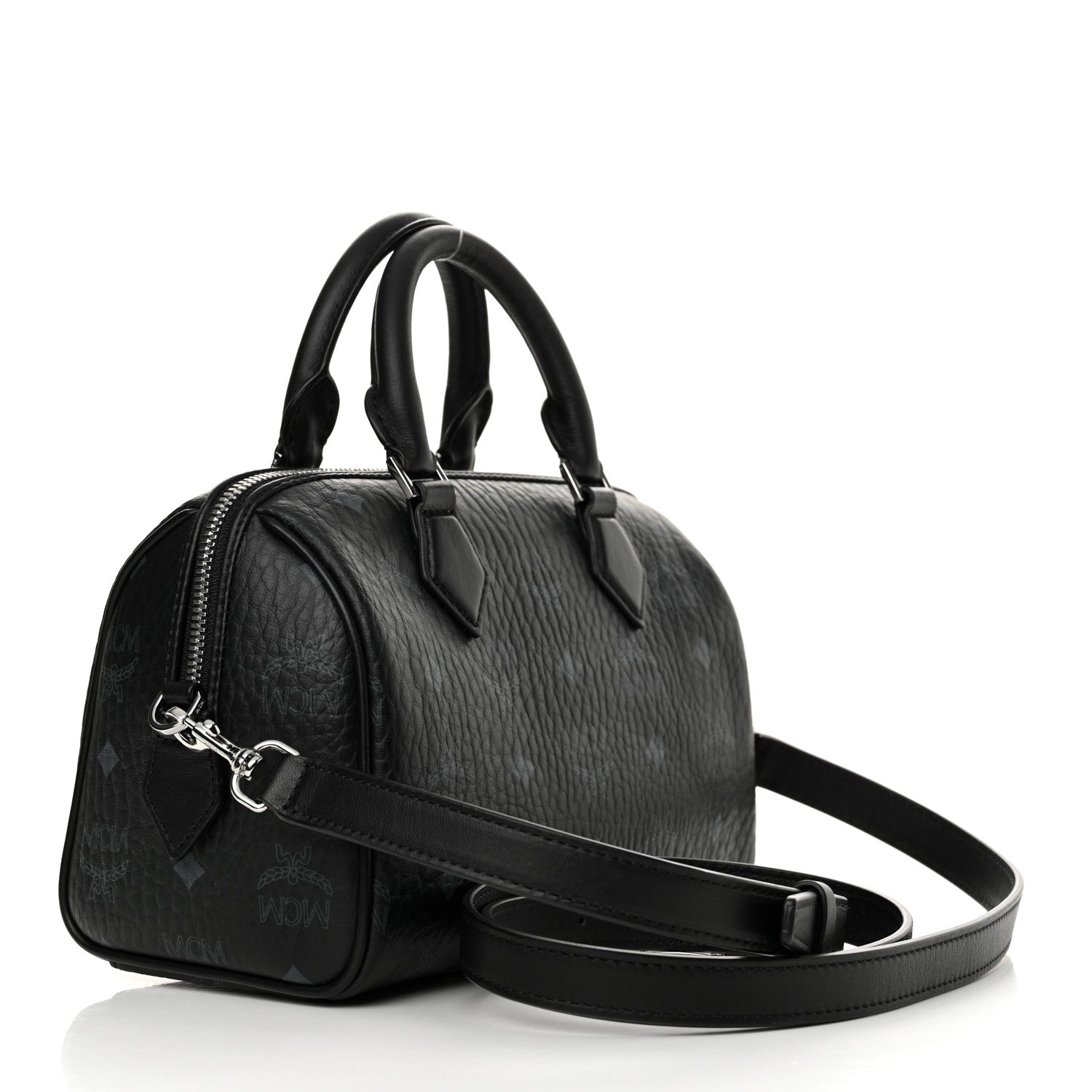 MCM Visetos Small Ella Boston Bag Black 3 of 10