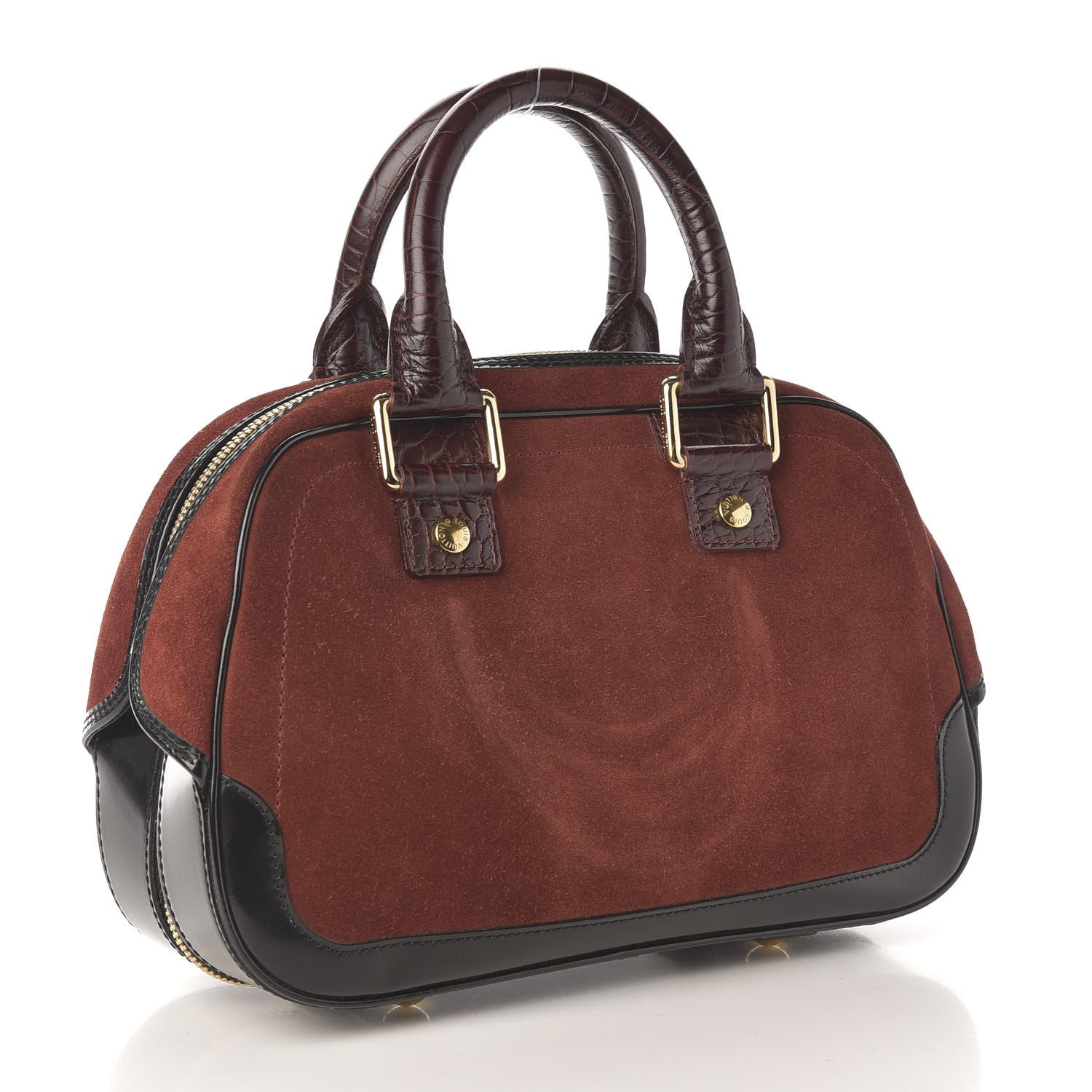 Louis Vuitton Suede Stamped Havane Bowler PM Brun 3 of 12