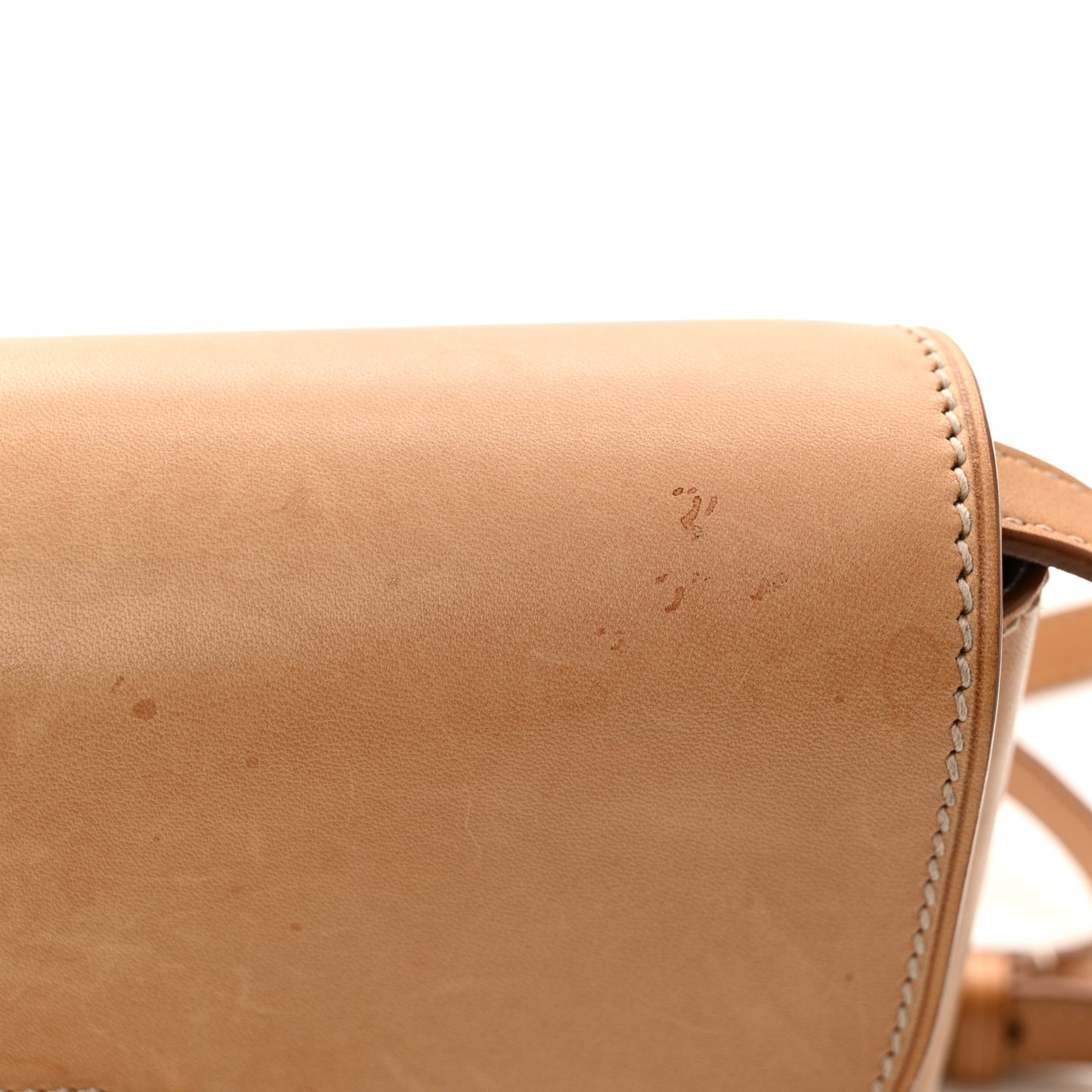 Smooth Vintage Calfskin Small Kaia Satchel Brown Gold