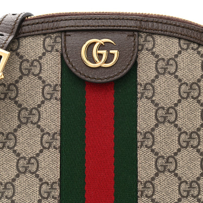 Gucci GG Supreme Monogram Textured Dollar Calfskin Web Small Ophidia Dome Shoulder Bag Beige Ebony New Acero 8 of 11