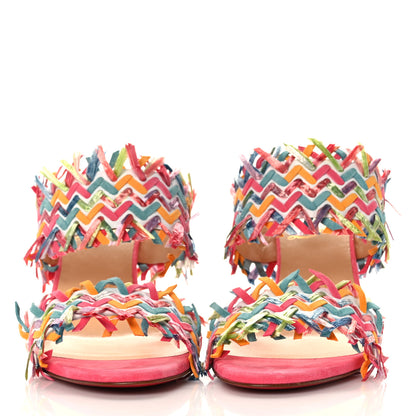 Christian Louboutin Nappa Velvet Suede Raffia Meroine 85 Sandals 40 Multicolor 2 of 8