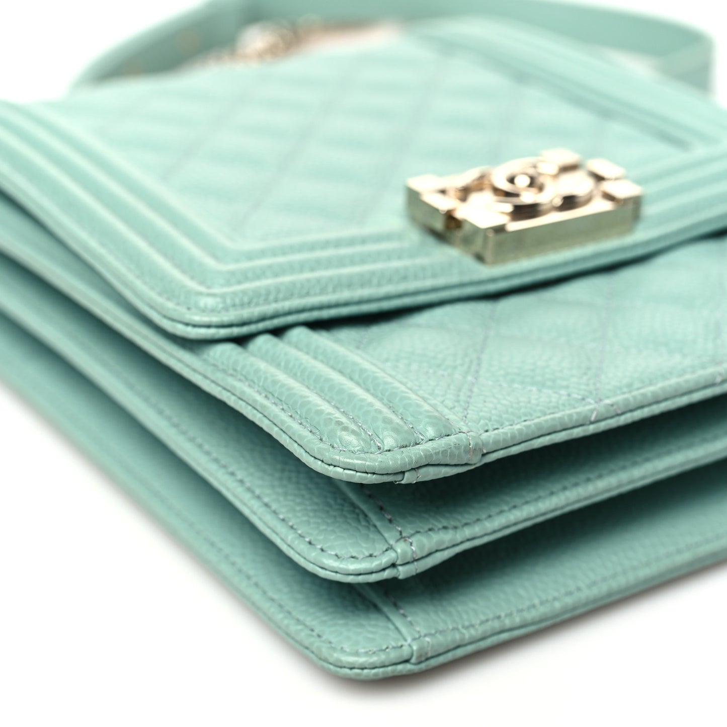 Caviar Quilted North South Boy Flap Light Blue