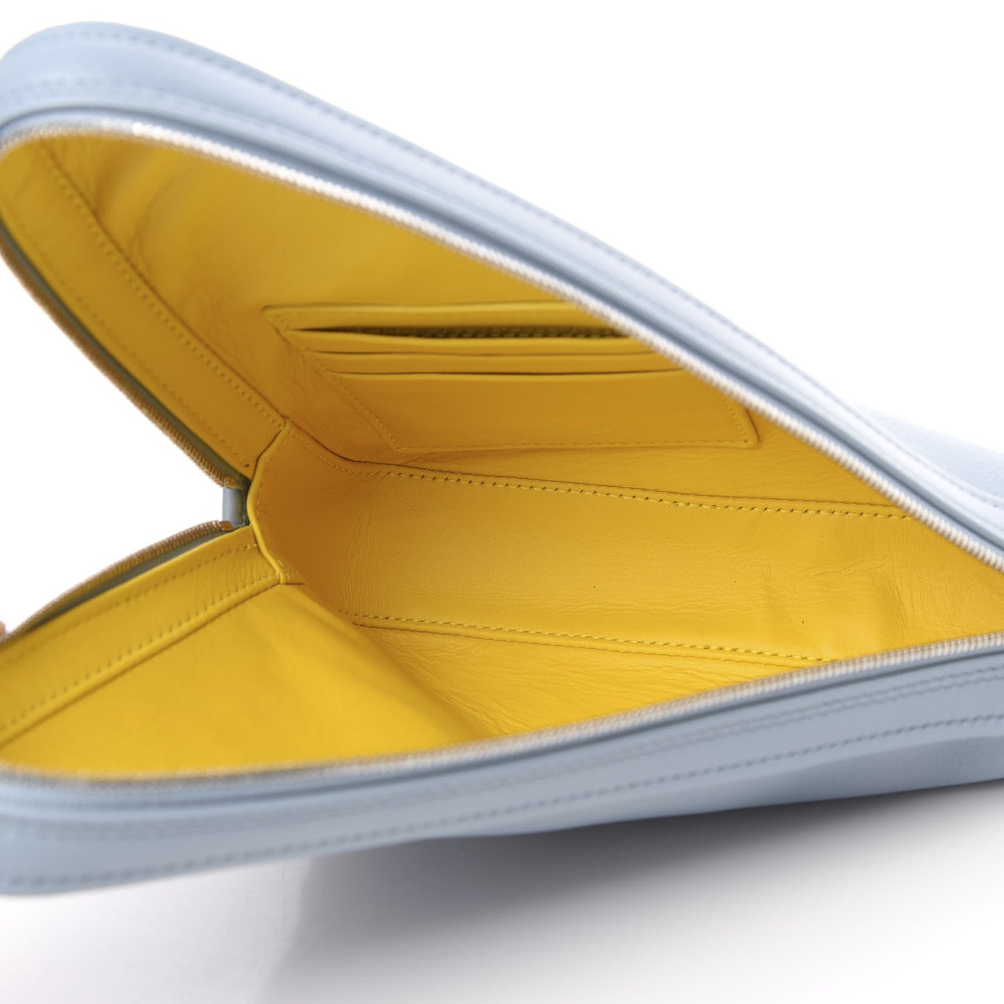 Shiny Day Calfskin Logo M Triangle Pouch Grey Blue White