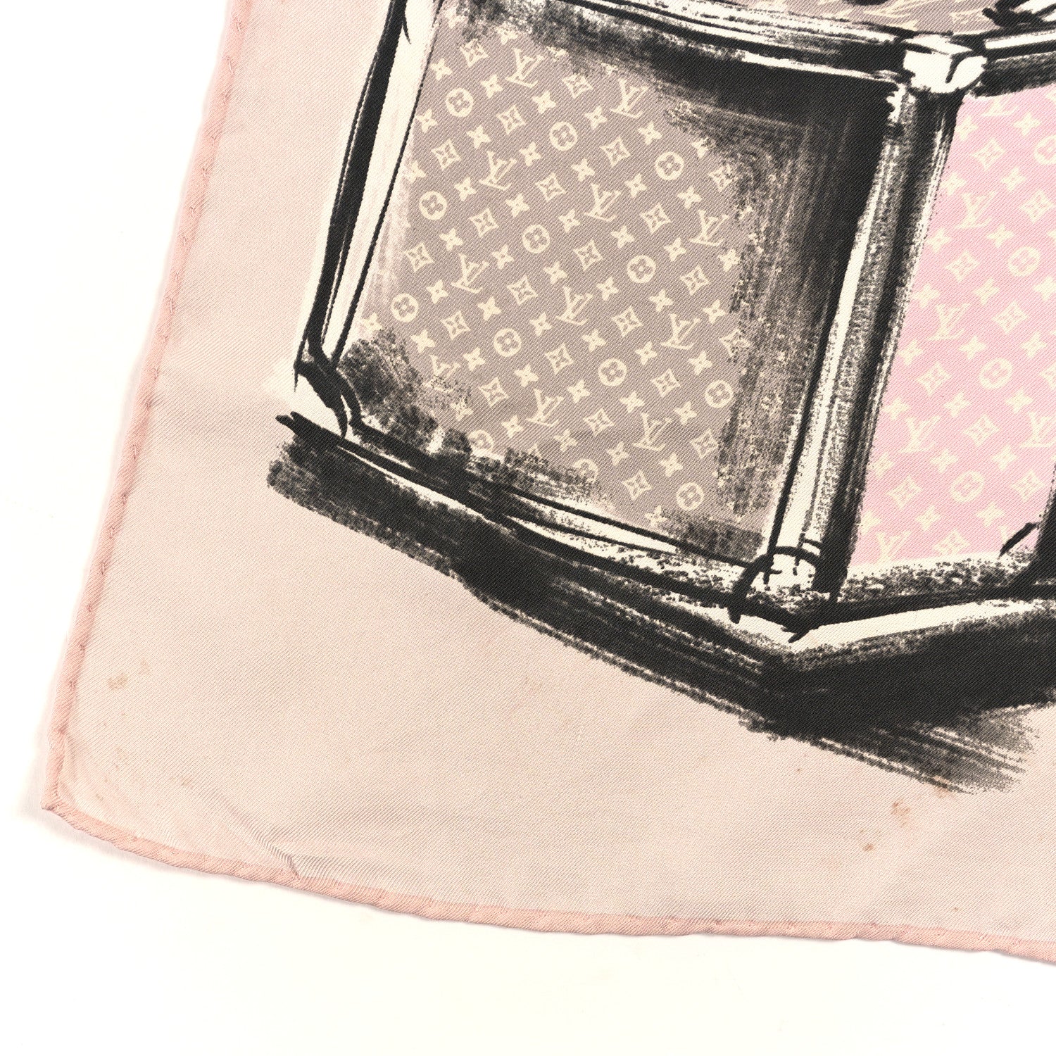 Louis Vuitton Silk Monogram Trunks Square Scarf Rose Poudre 3 of 4