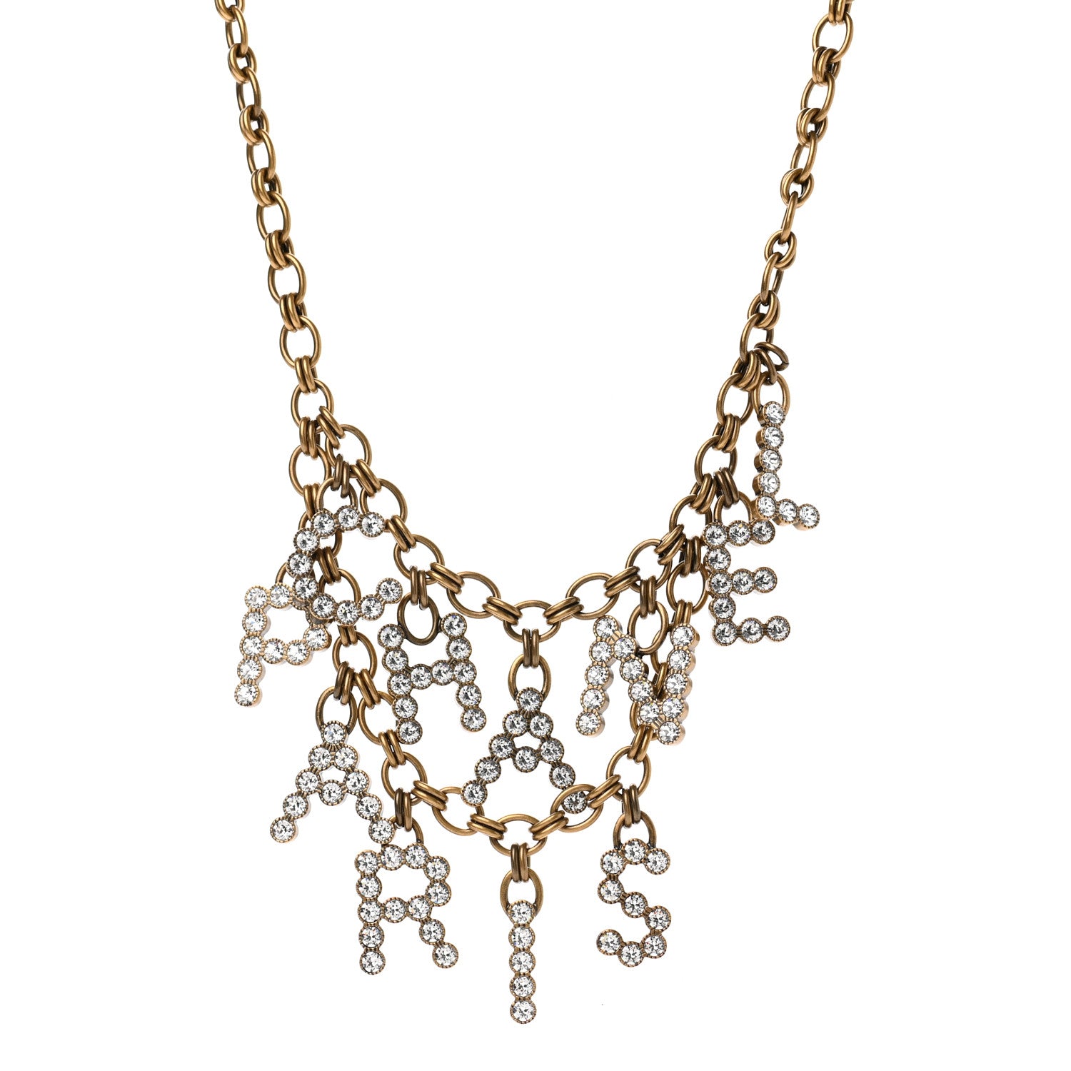 Chanel Crystal City of Lights Letter Chain Necklace Gold 1 of 7