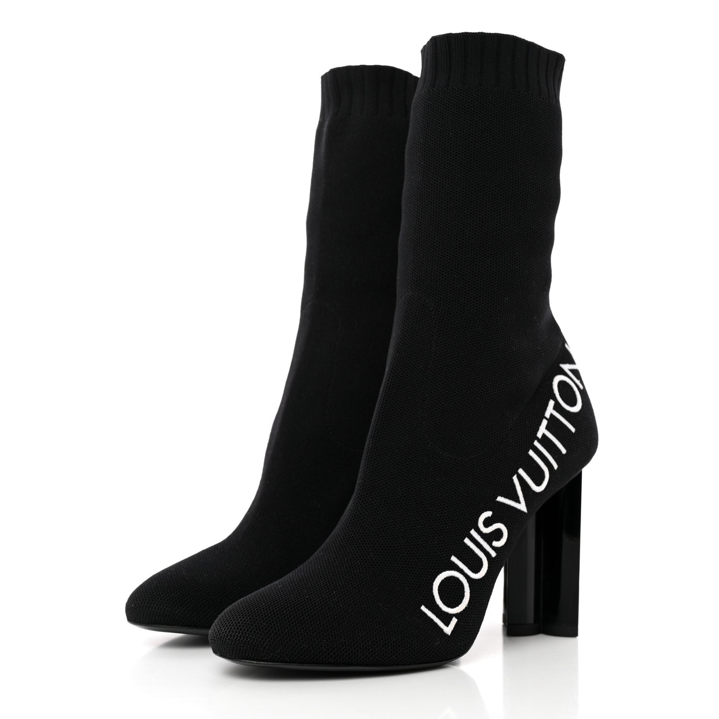 Stretch Fabric Silhouette Ankle Boots 36.5 Black