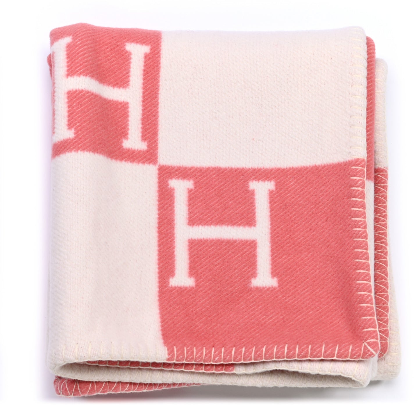 Wool Cashmere Avalon Baby Blanket Rose Airelle White
