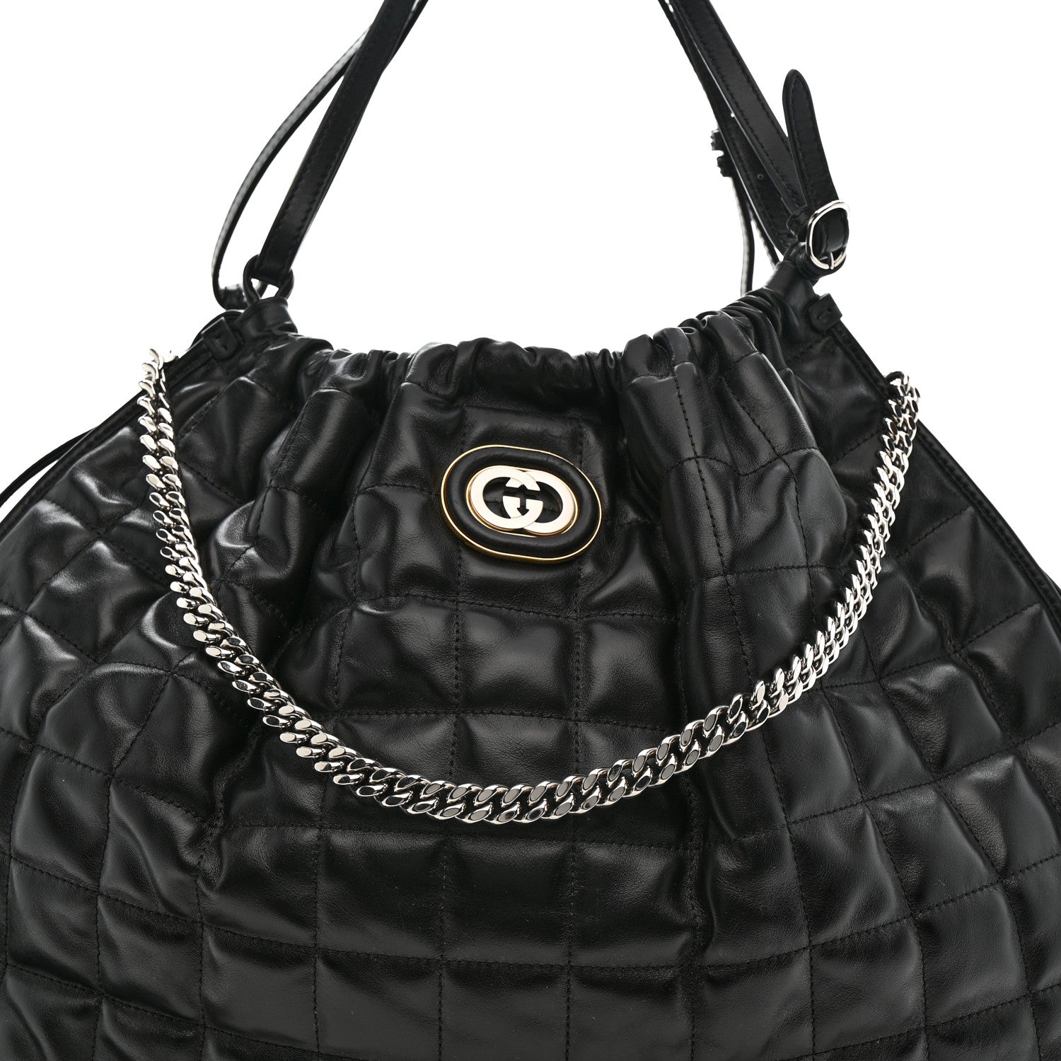 Gucci Calfskin Quilted Large Deco Tote Bag Black 8 of 10