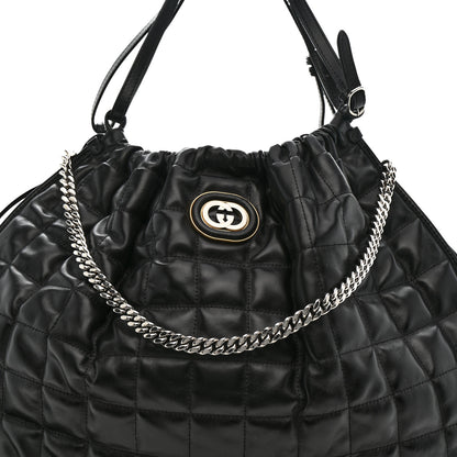 Gucci Calfskin Quilted Large Deco Tote Bag Black 8 of 10