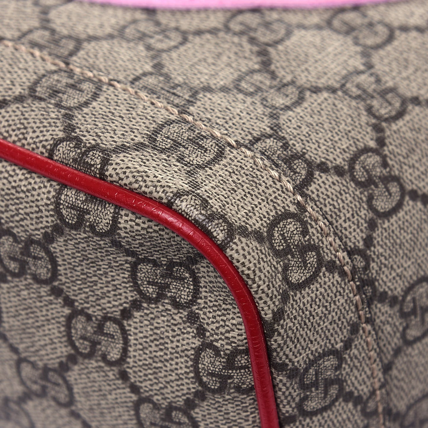 GG Supreme Monogram Web Bosco Patch Dome Backpack Beige Malva Hibiscus Red