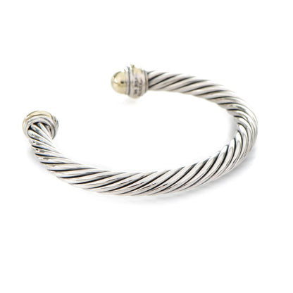 David Yurman Sterling Silver 14K Yellow Gold 7mm Cable Classics Bracelet 3 of 5