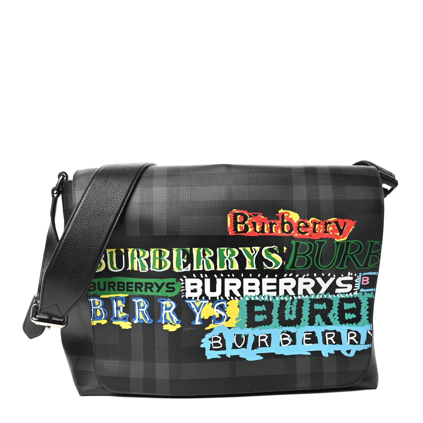 Smoked Check Logo Graphic Burleigh Messenger Bag Black