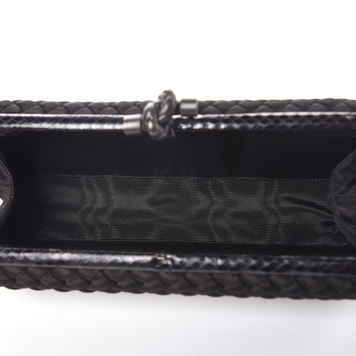 Satin Ayers Intreccio Impero Stretch Knot Clutch Black