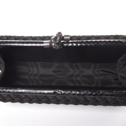 Bottega Veneta Satin Ayers Intreccio Impero Stretch Knot Clutch Black 5 of 6