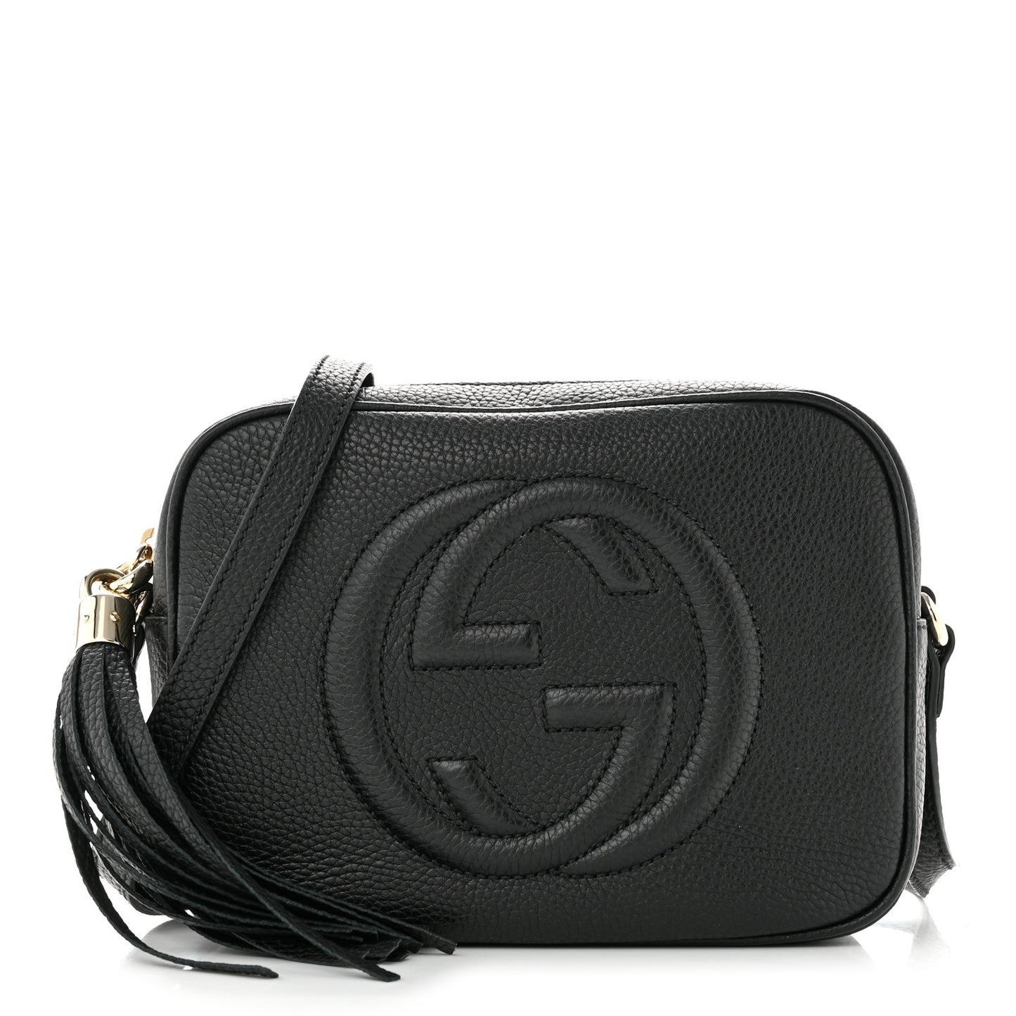 Pebbled Calfskin Small Soho Disco Bag Black
