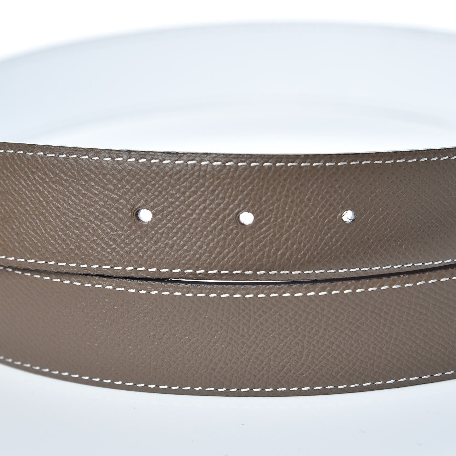 Hermes Epsom 32mm Belt Strap 95 White Etoupe 4 of 9