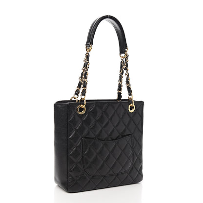 Chanel Caviar Quilted Petit Shopping Tote PST Black 2 of 9