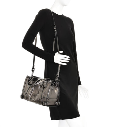 Burberry Metallic Calfskin Small Pilgrim Bowling Bag Anthracite 2 of 8