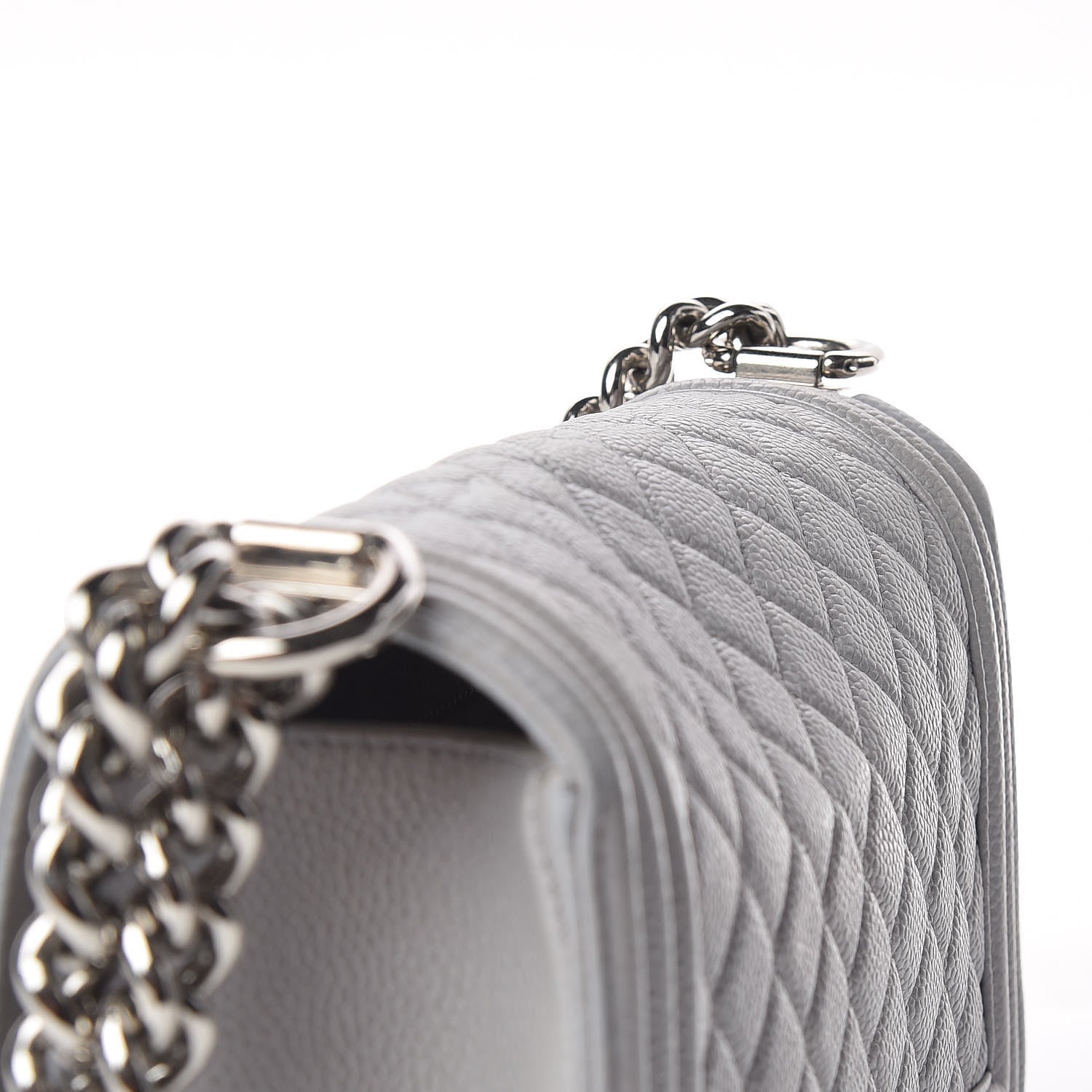 Chanel Iridescent Caviar Quilted Medium Boy Flap Light Grey 11 of 13
