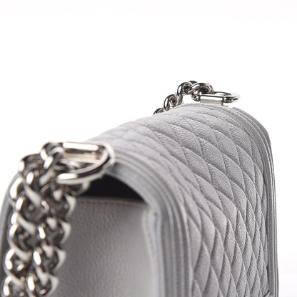 Chanel Iridescent Caviar Quilted Medium Boy Flap Light Grey 11 of 13