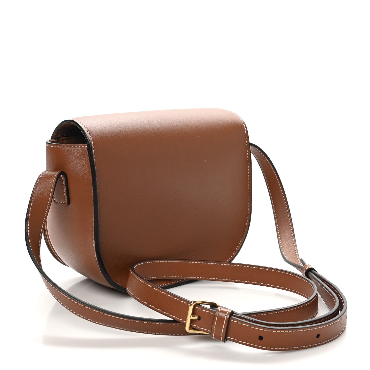 Celine Smooth Calfskin Studded Cuir Triomphe Folco Crossbody Bag Tan 3 of 9