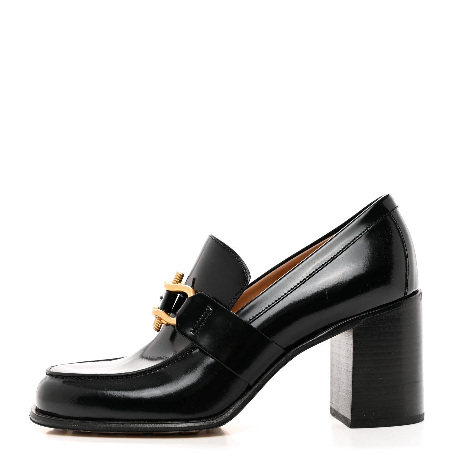 Bottega Veneta Glossy Calfskin Monsieur 70mm Loafer Pumps 38.5 Black 1 of 7