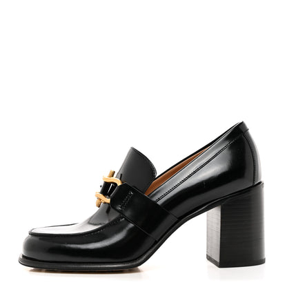 Bottega Veneta Glossy Calfskin Monsieur 70mm Loafer Pumps 38.5 Black 1 of 7