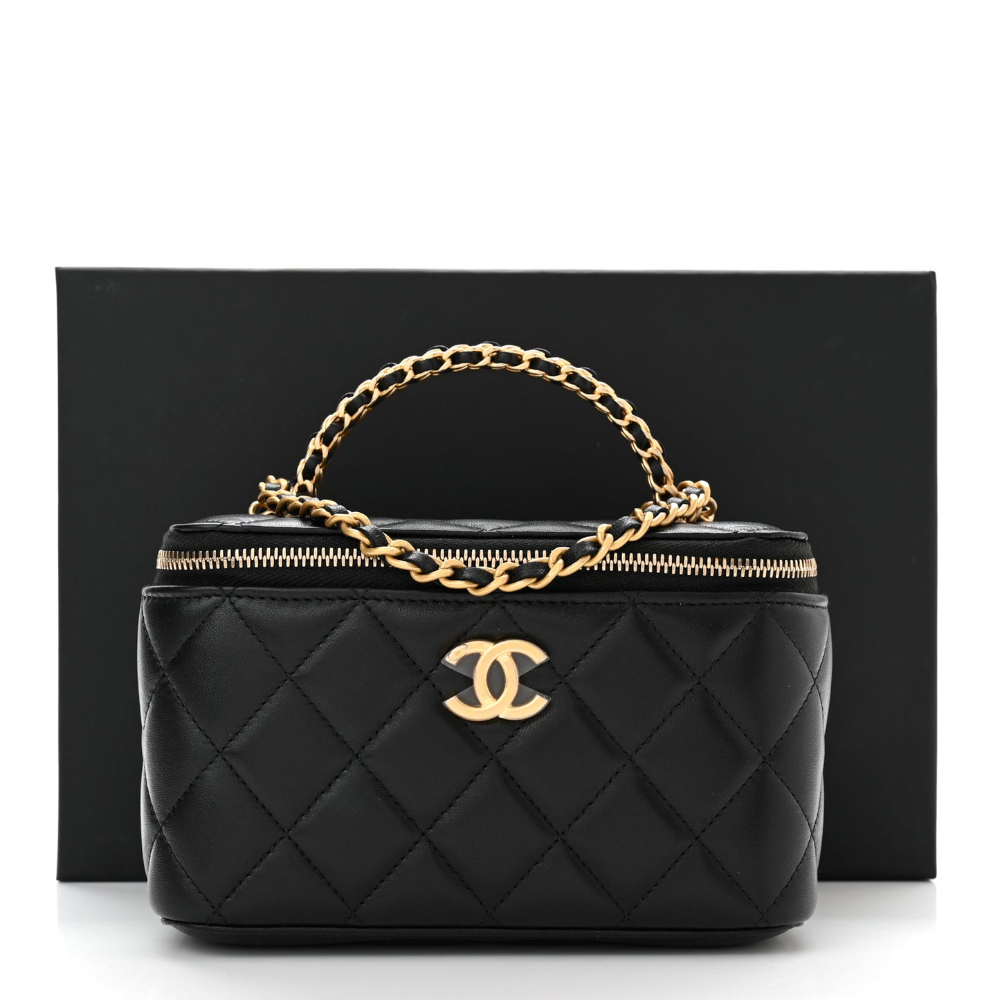 Lambskin Quilted Pick Me Up Vanity Case Black