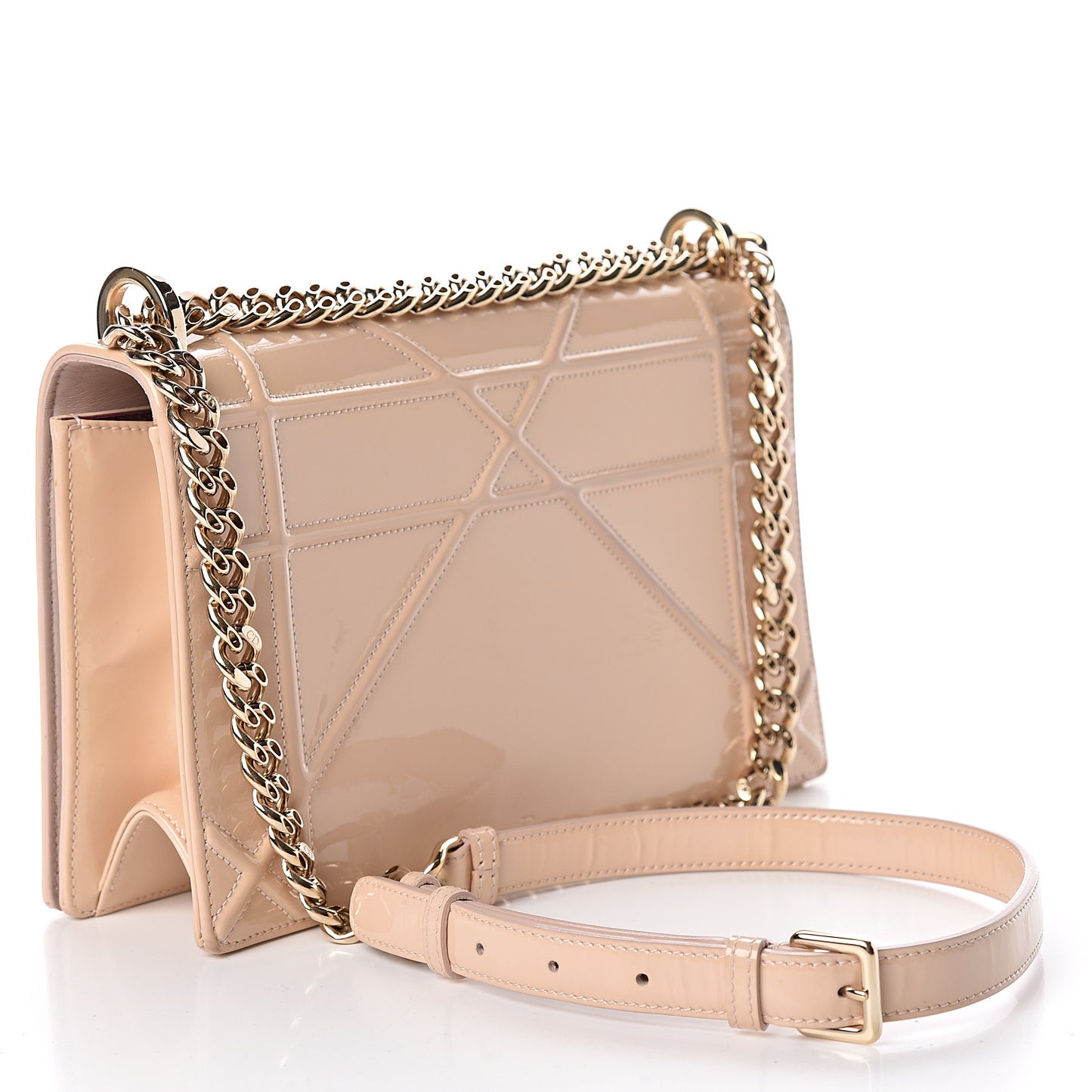 Patent Calfskin Medium Diorama Flap Bag Beige
