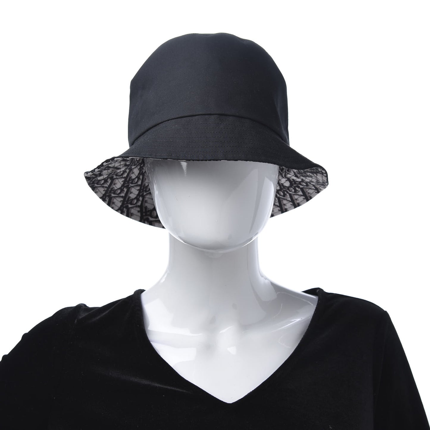 Polyester Cotton Oblique Teddy-D Brim Bucket Hat 58 Black