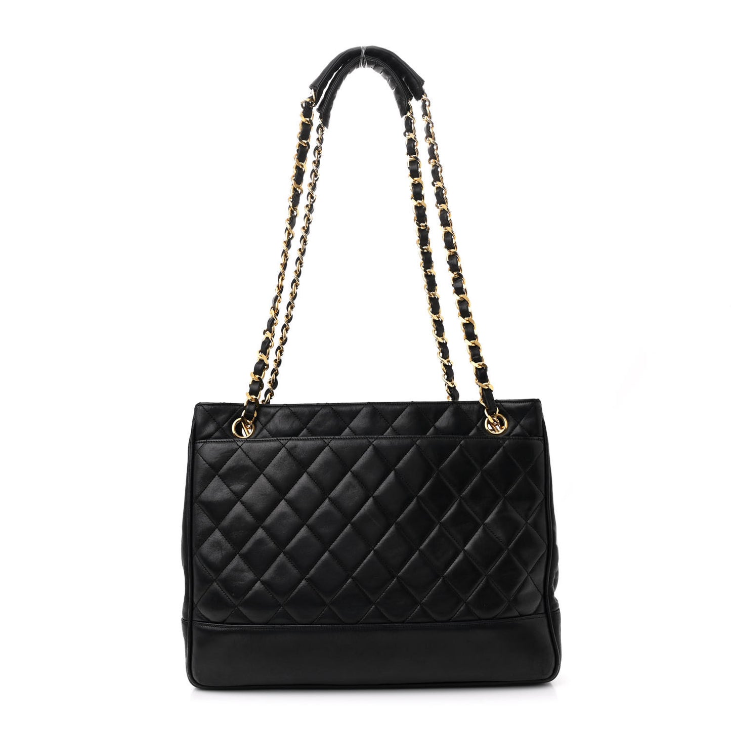 Lambskin Quilted Shopping Tote Black
