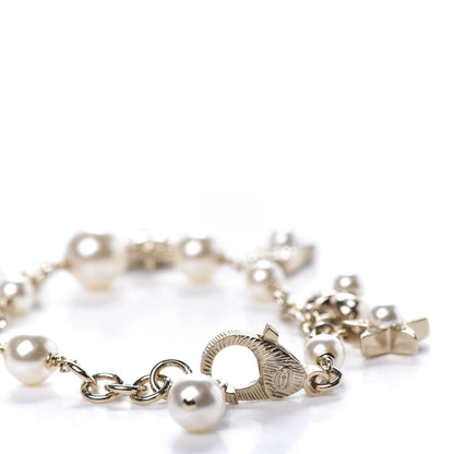 Chanel Crystal Pearl CC Charming Bracelet Gold 4 of 6