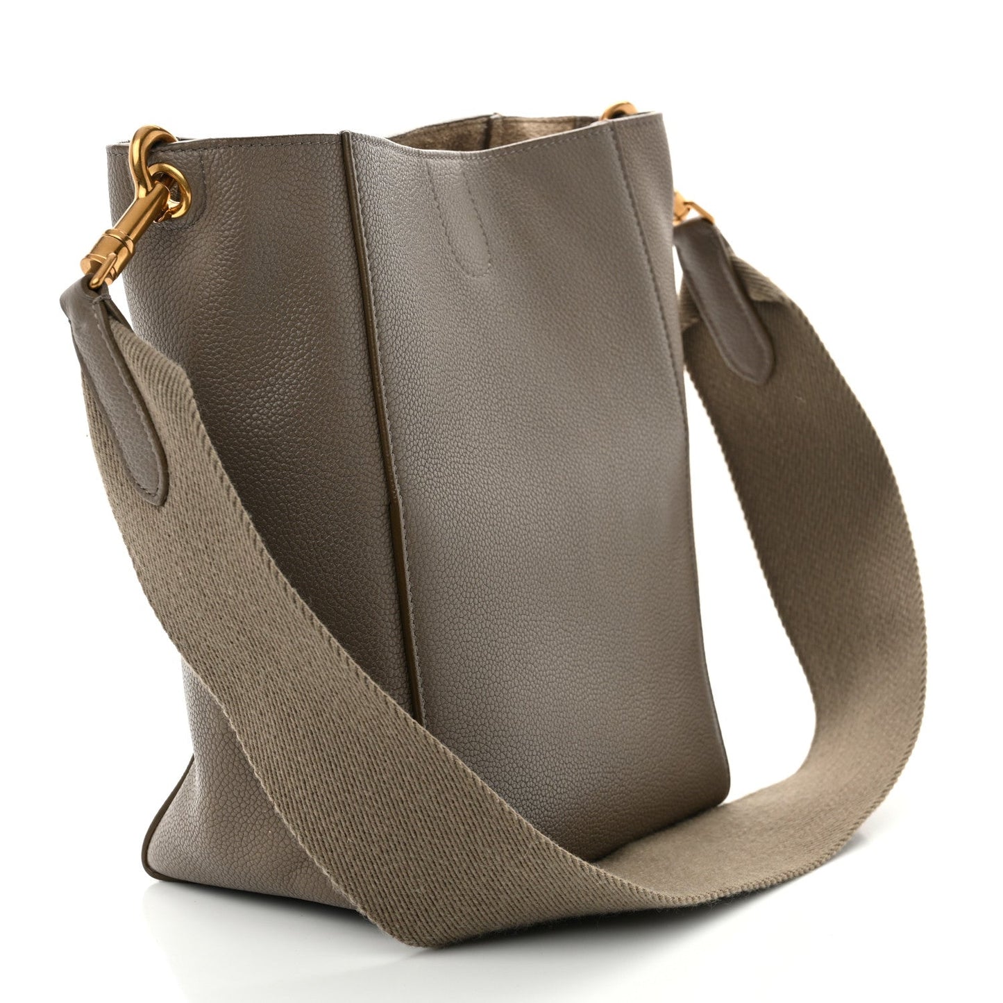 Soft Grained Calfskin Small Sangle Bucket Bag Taupe