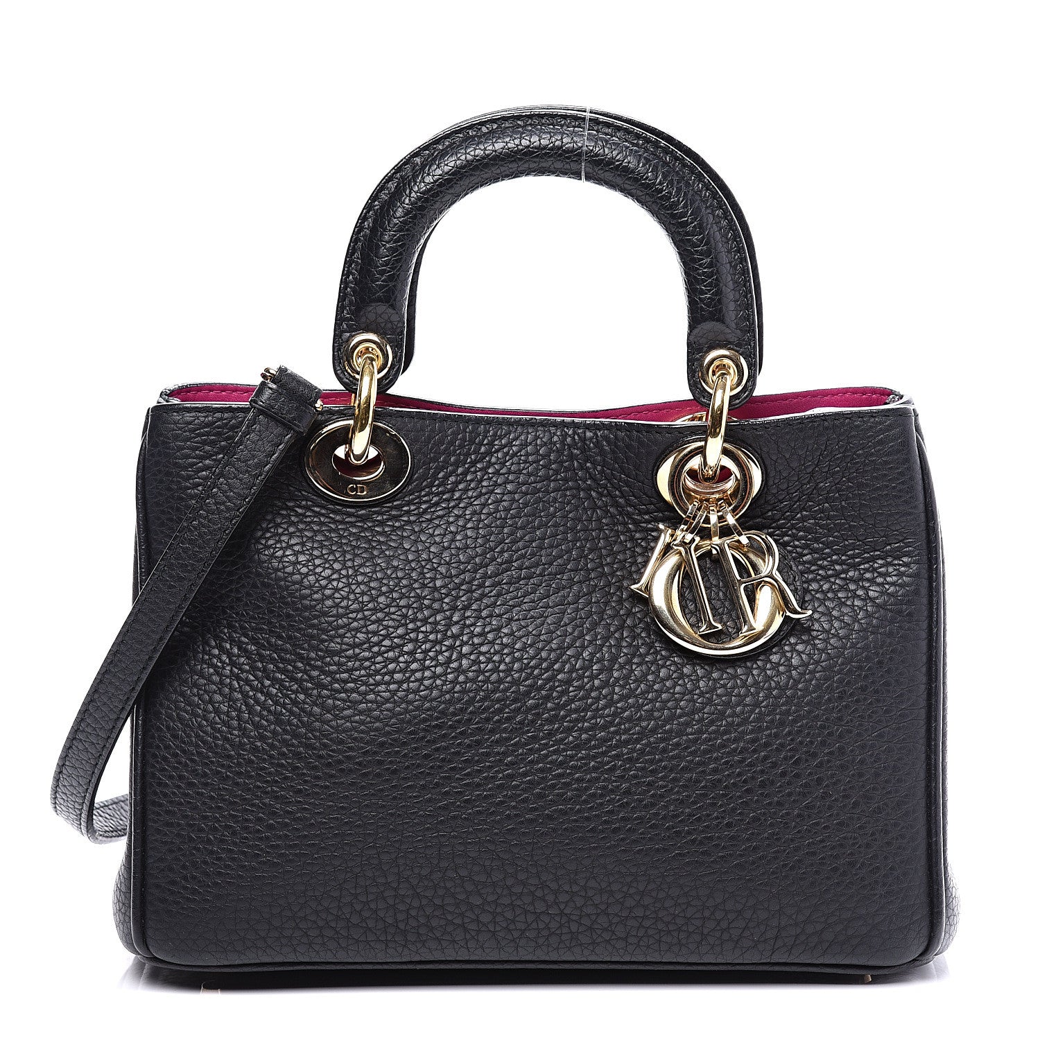 Christian Dior Bullcalf Small Diorissimo Tote Black Rose Indien 1 of 9